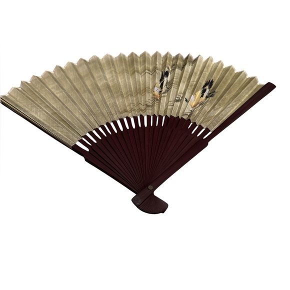 Other - Elegant Folding Hand Fan with Bird Design